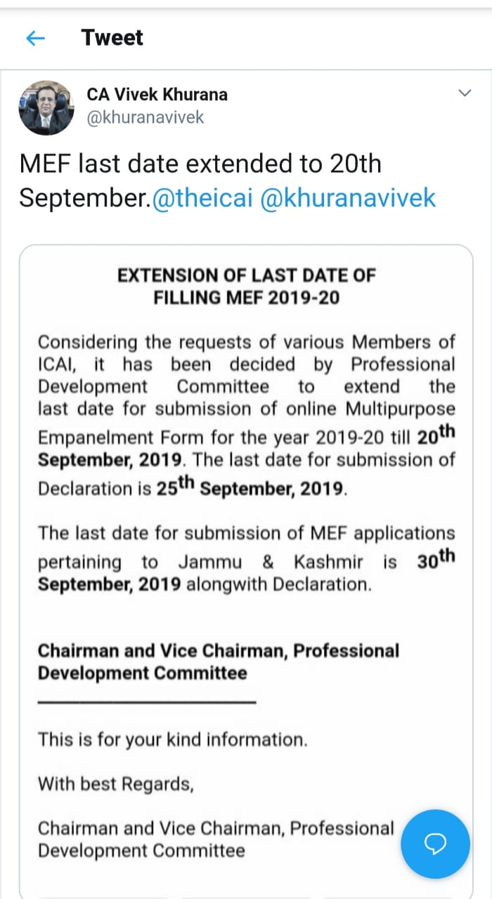 Mef Last Date Extended To 20th September 2019 Casansaar