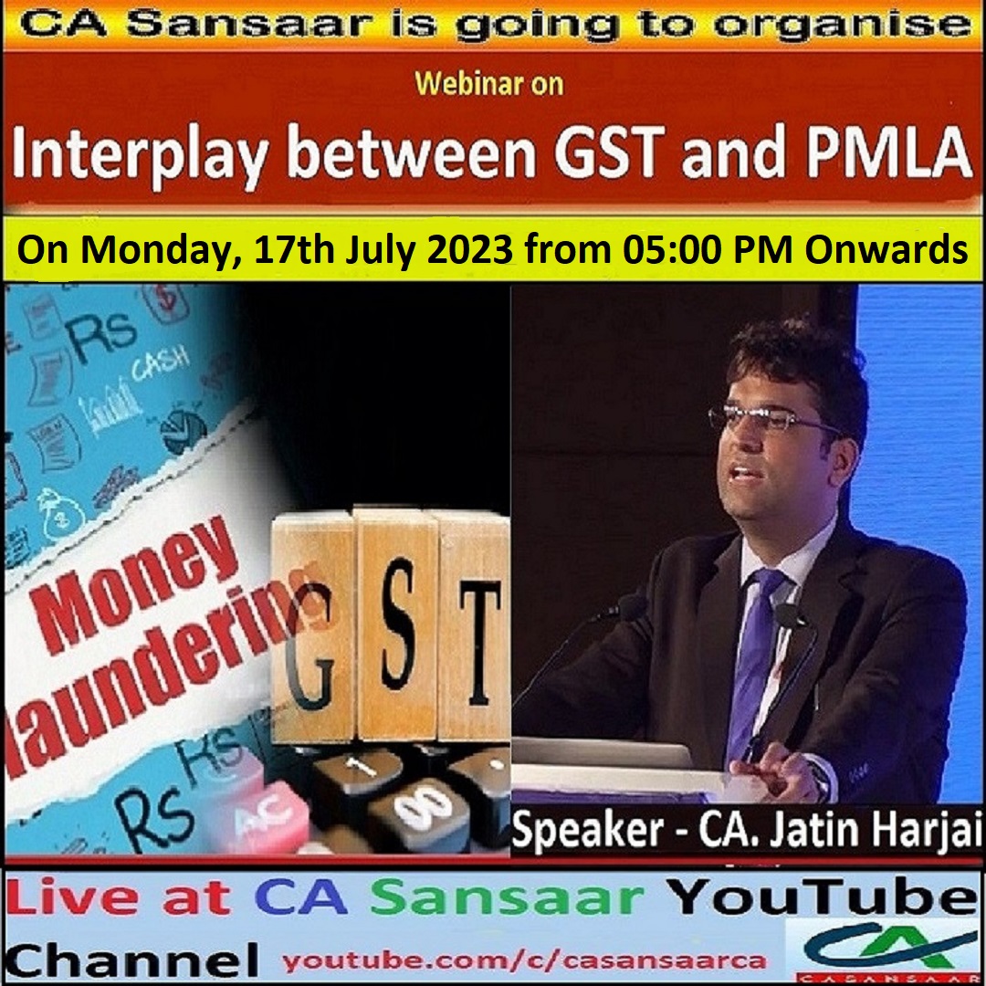 Webinar on Interplay between GST and PMLA