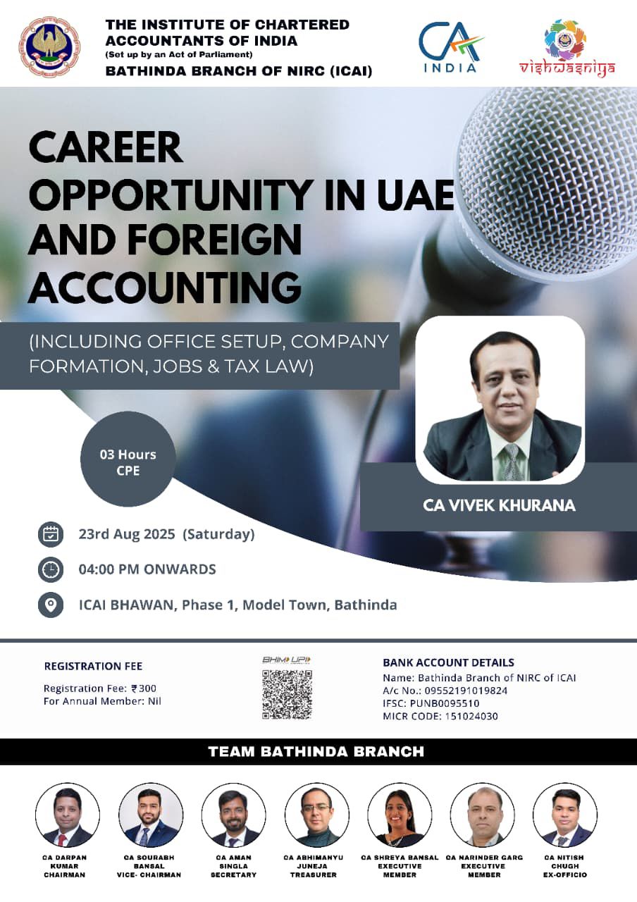 3 Structured CPE Hours Seminar on Career Opportunities in UAE and Foreign Accounting