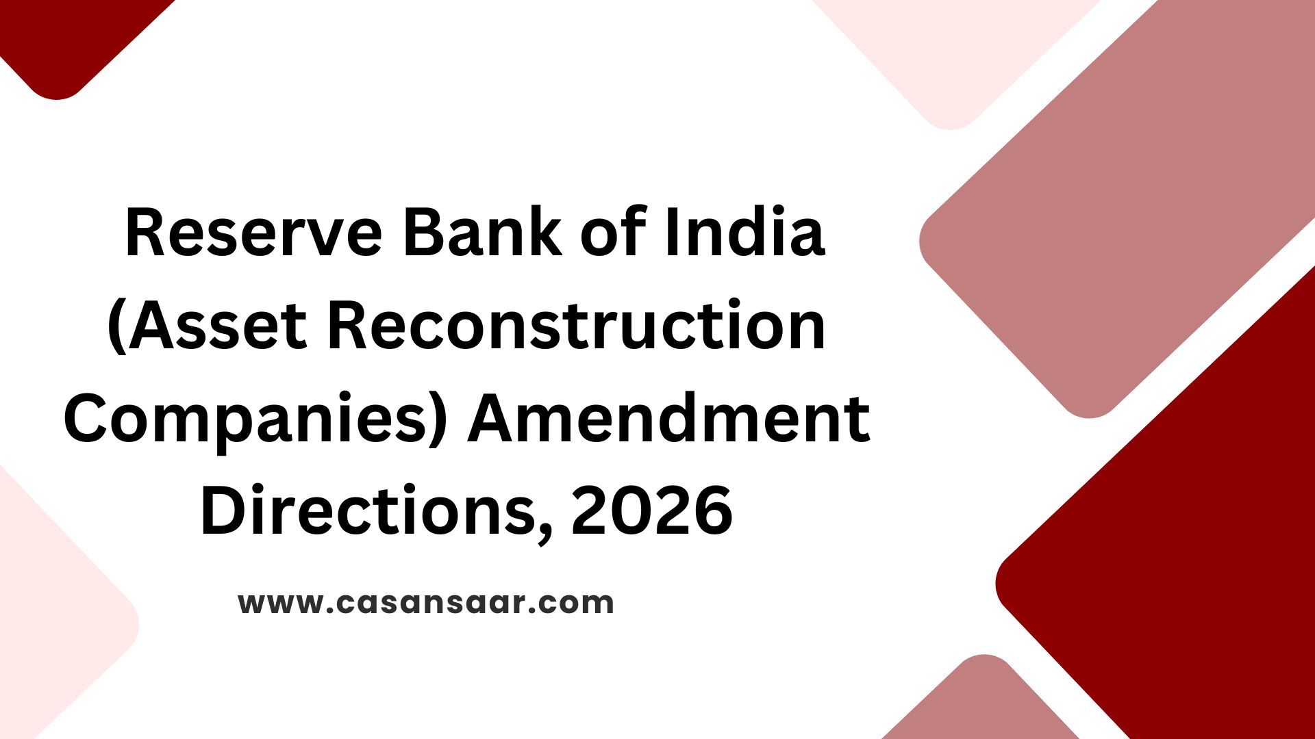 Reserve Bank of India (Asset Reconstruction Companies) Amendment Directions, 2026