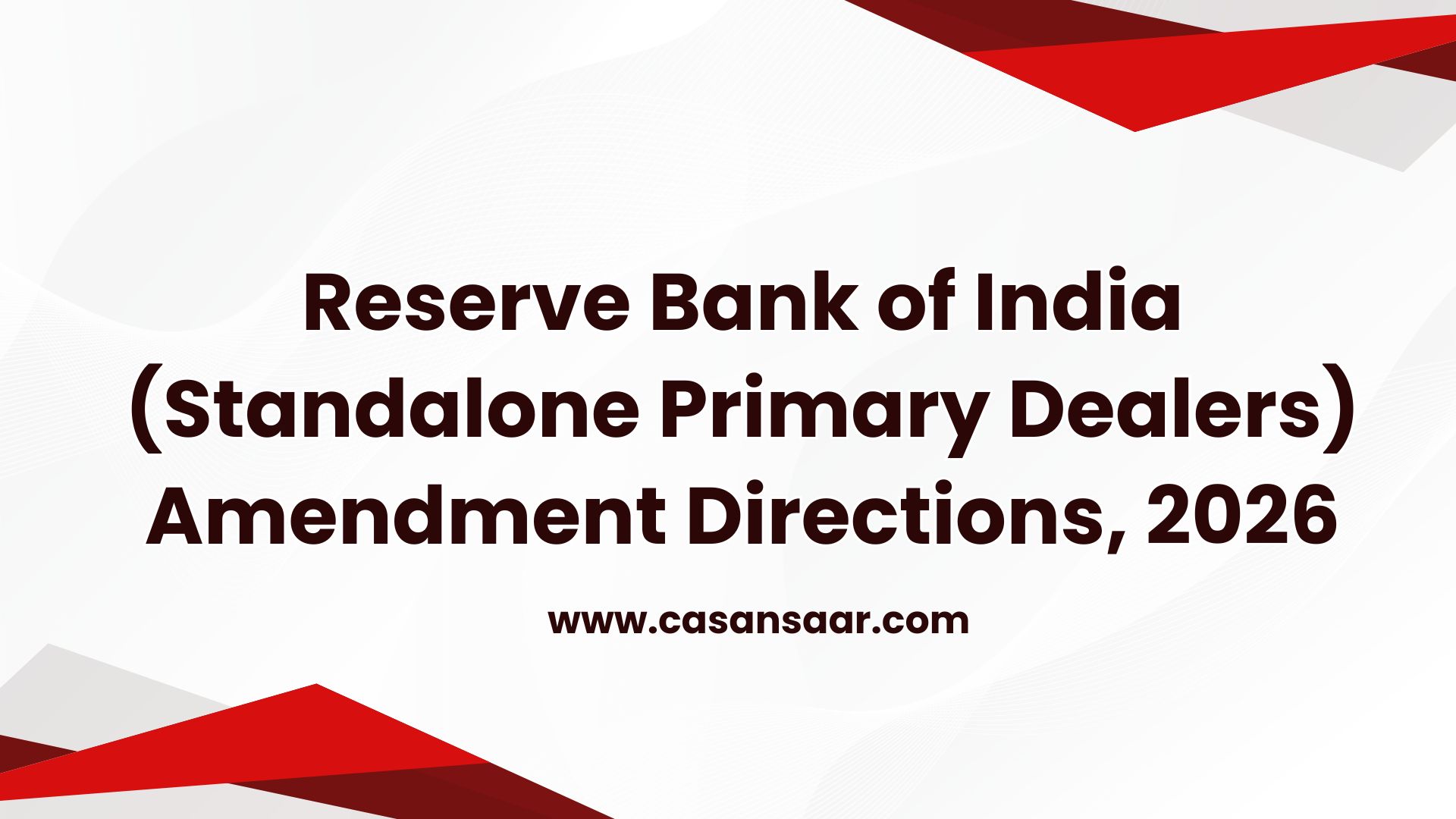 Reserve Bank of India (Standalone Primary Dealers) Amendment Directions, 2026
