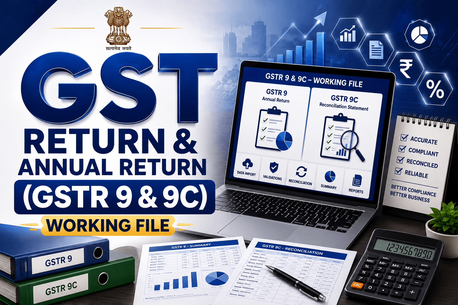 GST Return & Annual Return (GSTR 9 & 9C) Working file