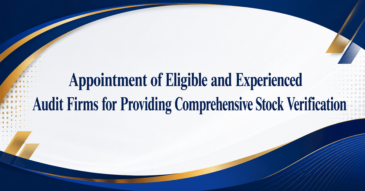 Appointment for Providing Comprehensive Stock Verification Services Across All Required Locations and Business Operations