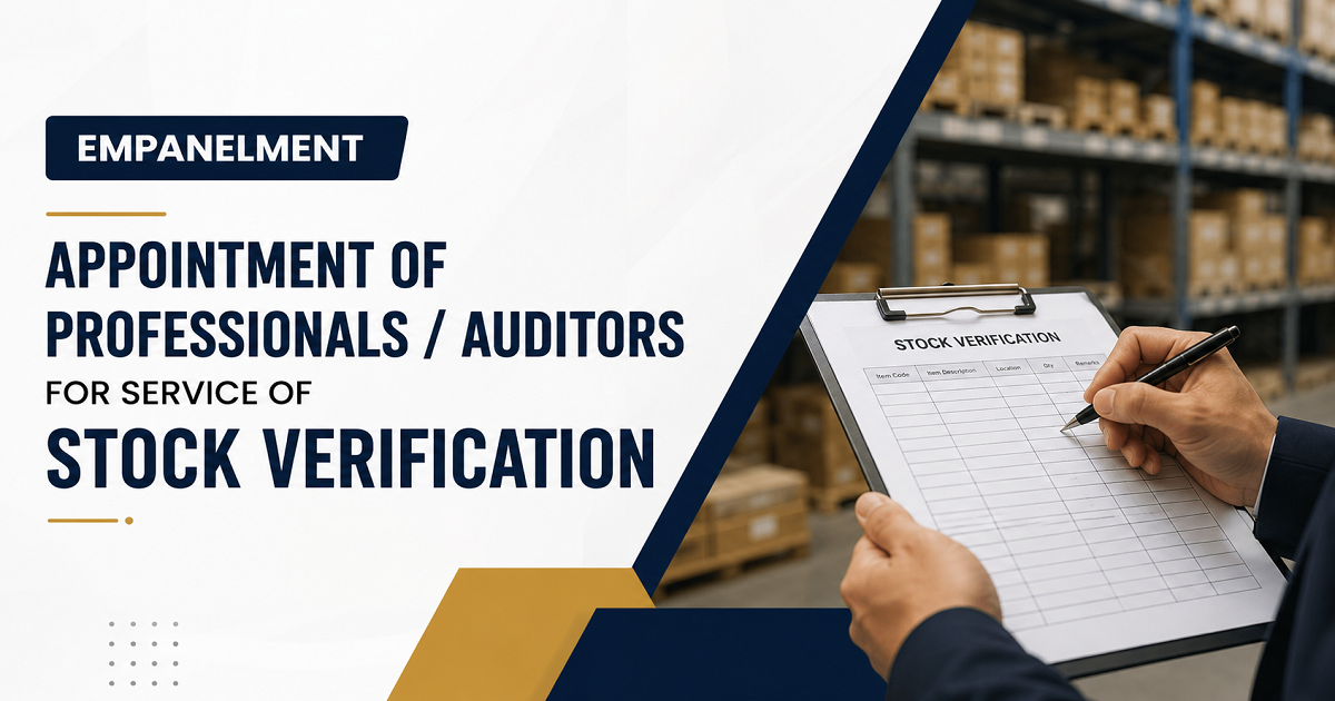 Appointment of Professionals / Auditors for Service of Stock Verification