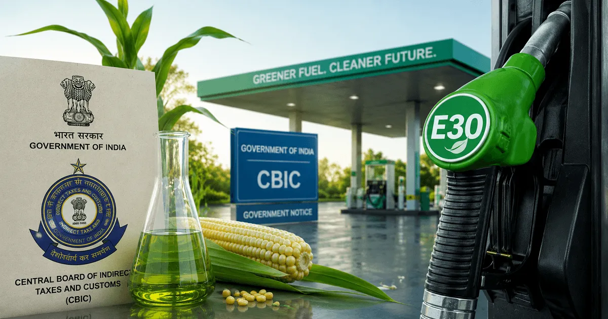 Government Notifies Central Excise Exemption for Higher Ethanol-Blended Petrol Variants up to E30