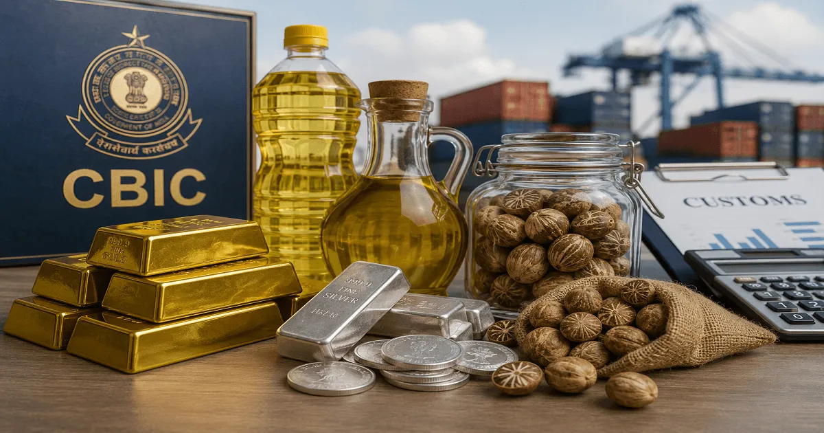 CBIC Revises Tariff Values for Edible Oils, Gold, Silver and Areca Nuts under Customs Act