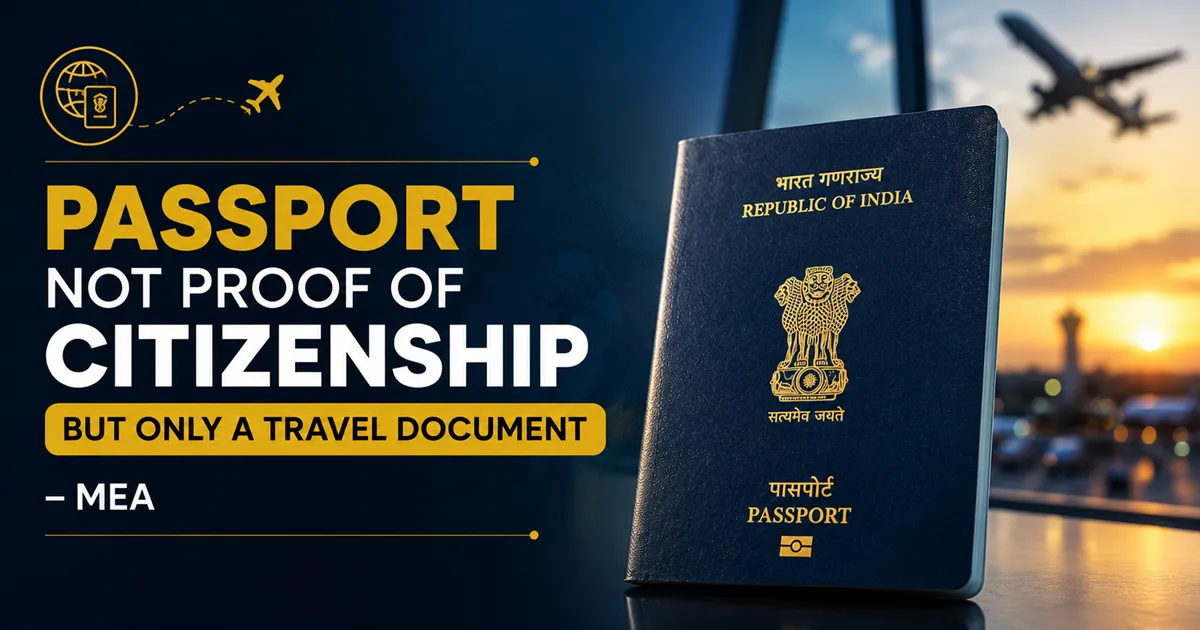 Passport not proof of citizenship but only a travel document: MEA