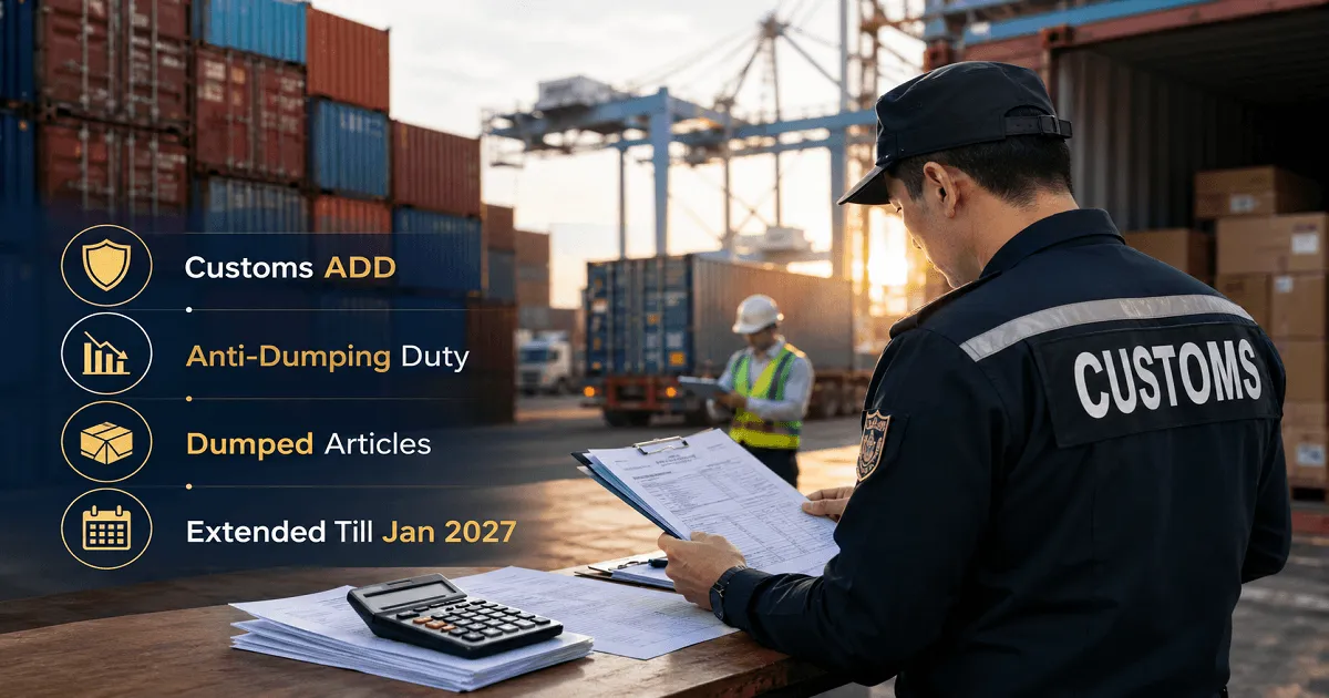 Customs ADD Extended on Dumped Articles Until January 2027