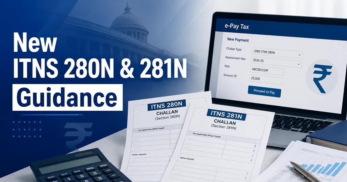 Income Tax Dept Issues Guidance on New ITNS 280N and ITNS 281N Challans