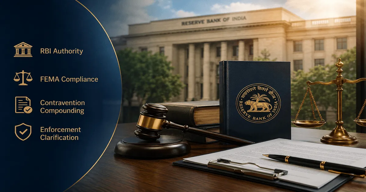 RBI Sole Authority to Compound Eligible FEMA Contraventions, ED Clarifies