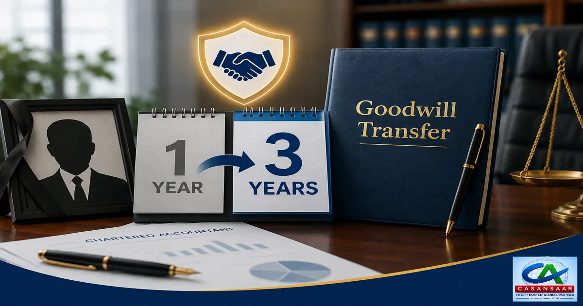 ICAI Extends Time for Transfer of Deceased Proprietor’s Goodwill to Three Years.